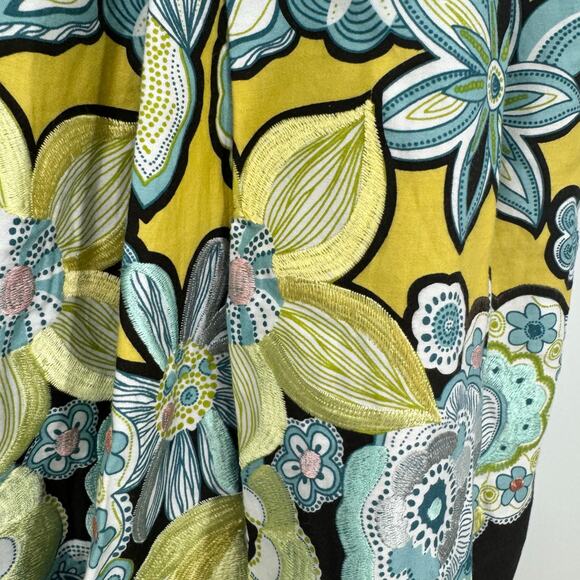 Vintage Carlisle Skirt 0 Yellow Cotton Silk Floral Embroidered Pleated Twee Y2K - Picture 3 of 7